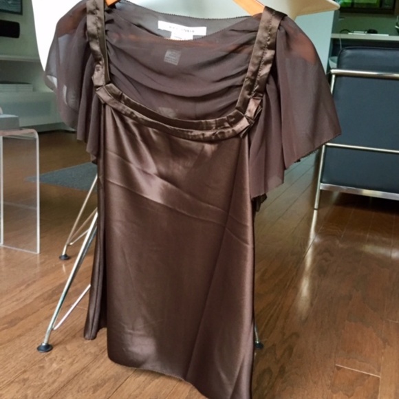 NWT Max Studio Mixed Media Top / Satin Sexy Sheer - Picture 2 of 6